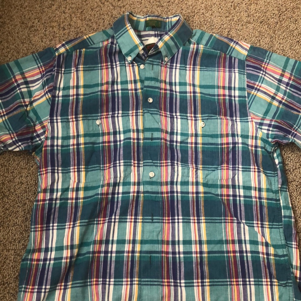 Boston traders vintage madras short sleeve button down shirt size L
